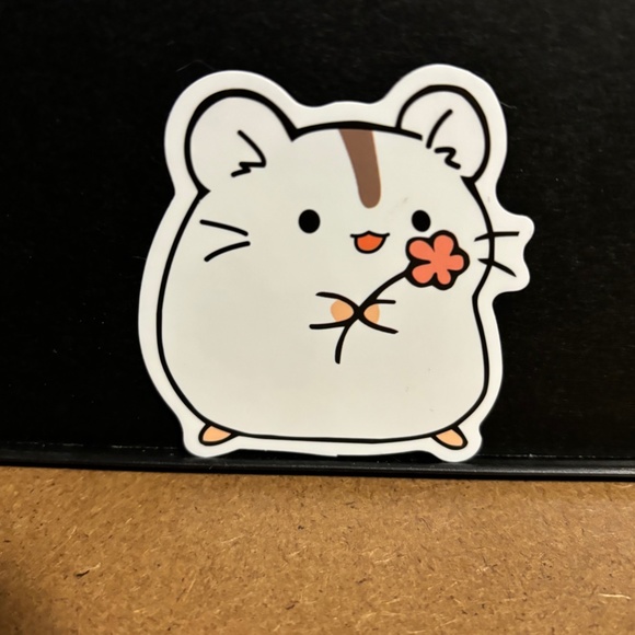 HAMSTER WITH FLOWER STICKER - Picture 1 of 1
